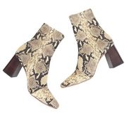 Loeffler Randall Tan Snakeskin Flare Block Heel Booties Sz 8.5