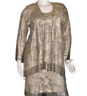 Ashley Stewart Lace Metallic Gold 2 Piece Special Occasion Dress