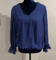 Cooper and Ella blouse Hem style very pretty! Navy Blue and super cute! Size L