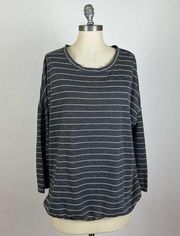 Eberjey Grey Stripe Long Sleeve Sleep Shirt