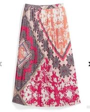 NWT NWT Chico's Boho Chic Colorful Pleated Borders Maxi Skirt Fully Lined Size 0