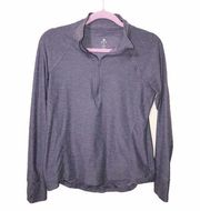 Apana Long Sleeve Top Size M Purple Thumb Holes Quarter Zip Activewear Workout