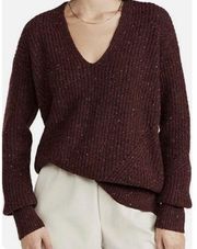 rag & bone Women's Donegal Recycled Wool V-Neck Sweater Red Pullover EUC‎