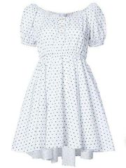 CAROLINE CONSTAS Bardot Mini White blue Dress sz XS
