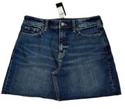 NWT Banana Republic A Line Raw Hem Distressed Mini Denim Skirt Size Small