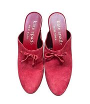 Kate Spade NY Amsterdam Womens Mules Clogs Size 8.5 B Red Suede Womens Slip On