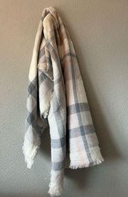 Neutral Colored Plaid Blanket Scarf