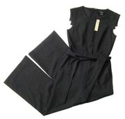 NWT J.Crew Resume Jumpsuit in Black Stretch Crepe Belted Wide Leg Ankle 4T