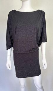 Betsy & Adam Cocktail Dress Size 10 Modest Cut 3/4 Sleeves Boat Neck Rhinestones