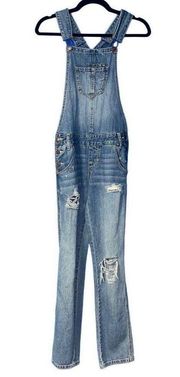 Cie distressed blue jean overalls size 1/XS