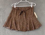 Urban Romantics Women's Medium Brown Belted Elastic Waist Pull On Mini Skort