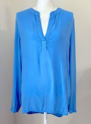 cloth & stone tunic - Anthropologie 100% Rayon Blue Long Sleeve