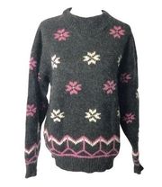 Vintage Woolrich Snowflake Wool Mohair Vintage Sweater Size L Pullover Mock Neck