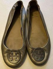 Tory Burch bronze ballet slippers sz 8