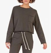 Mate The Label Organic Cotton French Terry Pocket Crop Sweatshirt Charcoal S