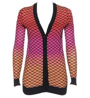 M Missoni Ombre Pink Criss Cross Knit V-Neck Button Front Cardigan Sweater