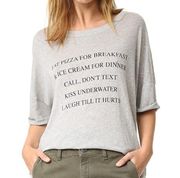 WILDFOX Day Off List Tee Gray Oversized Small