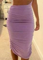 NWT Blanc Clothing Strappy Cutout Bodycon Ruched MIDI Dress Size Small Lavender