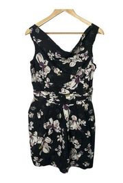 HINGE Black Floral Sleeveless Dress Cowl Neckline Women's Medium New Gift