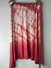 Gloria Vanderbilt assymetrical maxi skirt.  Tie dyed.  Size Large.  Viscose.