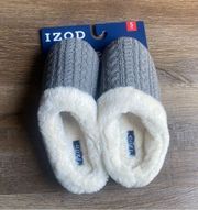 Izod Gray/Grey Braided Faux Fur Slip On Slippers Size S 5/6