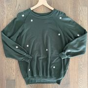 Bubble Sweatshirt Wildflower Embroidery in Forest Green Size 0 / XS