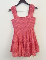 Free People Sweet Annie Mini Dress in Pink Combo Size Small Smocked Bodice