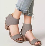 | Barbina Leather Heeled Sandal COLOR: Driftwood Grey | womens 10