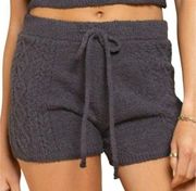 POL Cozy Drawstring Waist Cable Knit Fuzzy Shorts Grey Size Large NWT