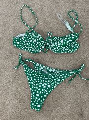 Green And White Polka Dot Bikini