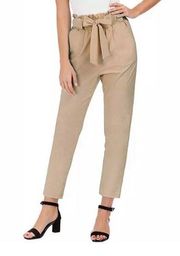Maison Jules NWT Paperbag Pleated Tan Cropped Casual Pants size Large