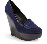 Saffi Blue Suede Wedge Platform Heels size EU 37/US 6.5