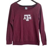 Creative Apparel Women Texas A & M Top Crew Neck Long Sleeve Pullover S Maroon