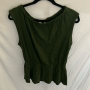 Banana Republic:Malibu Tee- tie at neck/open back- cinched waist-olive green- XS