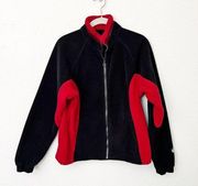 [Kuhl] Black Red Colorblock Fleece Full Zip Jacket Thumbholes Size Small S