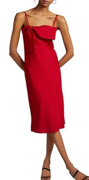 Red Hutch Satin Bow Midi Dress