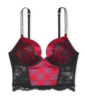 Victorias Secret 32D Very Sexy bombshell Corset Top bra with plaid front 