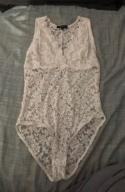 Ambiance White Lace Leotard