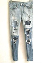 American Eagle  Outfitters high rise two tone jegging light wash denim jeans 2