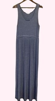 BeachLunchLounge Navy & White Striped Sleeveless Maxi Dress - size large