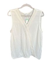 NWT Market & Spruce Stitch Fix Mellina Crochet Surplice Tank Top | Ivory | Large