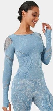 HALARA Seamless Flow Acid Wash Cut Out Thumb Hole Sports Top