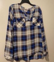 skies are blue flannel blouse