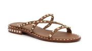 ASH Peace Bis Studded Slip On Flat Sandals in Cognac SZ 39/9