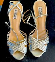 gold sandals. Strappy, high heels. Good used condition.