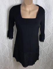 Morgan Mc Feeters| Black Pullover Dress 3/4 Sleeves Ruffles on Sleeves &