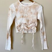 Cream Tie Dye Cinched Crop Top