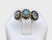 Handmade Rainbow Moonstone Ring - Sz 6.75