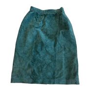 AXIOM 90’s retro hunter green pig skin leather knee length pencil skirt Size 8