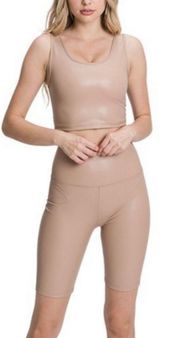 Women’s Sexy Tan Biker Short Set (L)